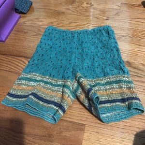 Free People Green Smocked bike shorts S